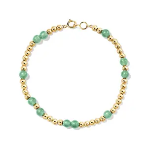 Milskye精致时尚18k镀金珠宝绿色宝石魅力串珠手链