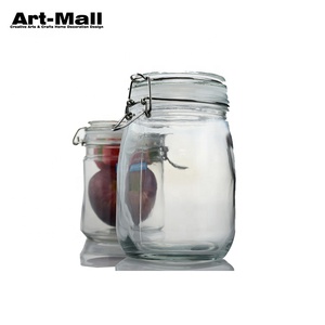 Calidad 500 Ml 750 Ml 1000 Ml de almacenamiento Swing Top claro hermético tarro de <span class=keywords><strong>cristal</strong></span> con tapa - Product Image 1