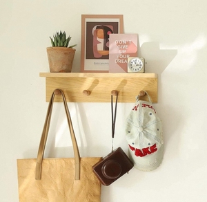 <span class=keywords><strong>Porte</strong></span>-<span class=keywords><strong>manteau</strong></span> d'entrée de salon avec crochets muraux en bois et étagères sculptées <span class=keywords><strong>pour</strong></span> un usage domestique - Product Image 5