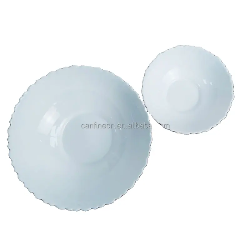 hotel tableware bowls Opal Glassware Dinner Set 8.5-10.5inch Blue Round shape