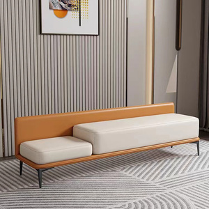 Nordic Bed End <strong>Bench</strong> <strong>Seat</strong> Lounge Large Fabric Ottoman Luxury <strong>Leather</strong> Solid Wood Frame Upholstery Ottoman <strong>Bench</strong> - Product Image 6