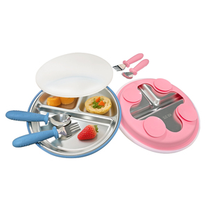 BPA Free Phthalate Free Multifunctional Baby Feeding Set Divided Suction Plate Two Ear Food Bowl 8 Piece - Product Image 4