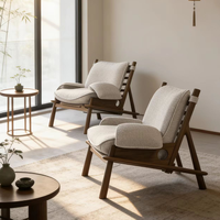 Fauteuil en bois massif de luxe moderne, style nordique, salon, canapé une place, fauteuil confortable inclinable pour hôtel, maison