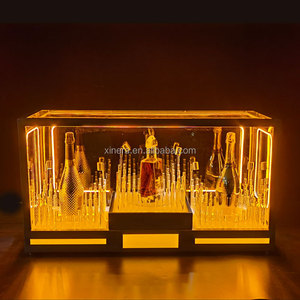 Rechargeable Warm Yellow LED Wine Display Case, Large/Small 3-Groove XO Brandy Bottle Holder - Product Image 3