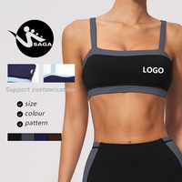 Bra Olahraga 2 Warna Kontras Model Strappy Back untuk Pilates Yoga, Menyerap Keringat, Bernapas, Sensasi Telanjang, Langsung dari Pabrik Grosir