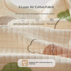 Combinaison chaude à trois couches pour bébé, motif dessin animé, en pur coton, sans coutures, hiver 2022, sous-vêtement de base, vêtements pour nouveau-nés garçons et filles, boutons-pression - Product Image 2