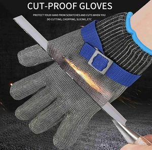 Gants anti-coupure en maille métallique en acier inoxydable de qualité alimentaire, gants de protection contre les coupures de couteau pour cuisine et boucherie - Product Image 4