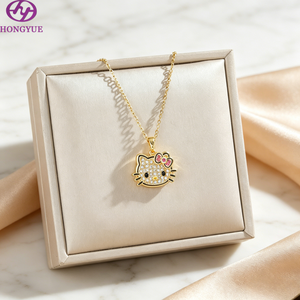 Collana con Ciondolo Placcata in Oro 18K con Zirconi e Cristalli, Gioiello alla Moda per Donne e Ragazze - Product Image 1