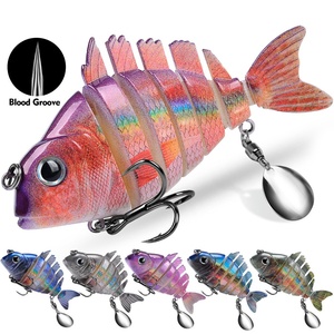 Nuevo señuelo de pesca de <span class=keywords><strong>7</strong></span> secciones, 9 cm, 24,6 g, de hundimiento lento, multiarticulado, con aspas giratorias, señuelo metálico tipo minnow para lubina y lucioperca. - Product Image 3
