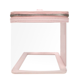 Fashionable Pink PVC Travel <b>Makeup</b> <b>Storage</b> Box Waterproof PU Leather Women's Portable Skincare Cosmetic Organizer Bag - Product Image 3