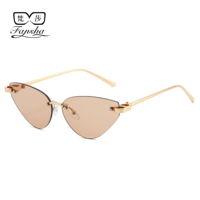 Lunettes de soleil unisexes FANSHA FS-289 sans monture, style œil de chat, monture en métal doré, polarisées, protection UV400, légères, durables et confortables