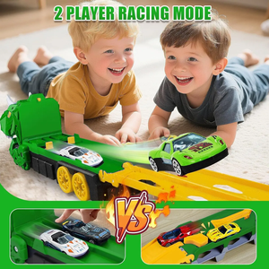 Tren de Juguete Transformable de Dinosaurio, Porta Coches Plegable con Doble Pista, Vehículo de Carreras de Aleación, Carro de Almacenamiento para Niños - Product Image 6