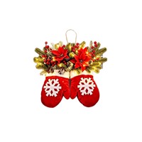Décoration de Noël pré-éclairée en forme de gants, avec baies de poinsettia artificielles et lumières LED, idéale comme cadeau de Noël pour la décoration intérieure