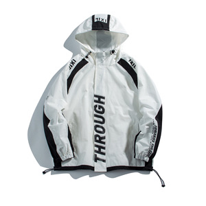 Customized Printing Hooded Zip <strong>Waterproof</strong> Sport Wind Breaker <strong>Jacket</strong> <strong>White</strong> Light Polyester Outdoor Mens Wind Breaker <strong>Jacket</strong> - Product Image 1