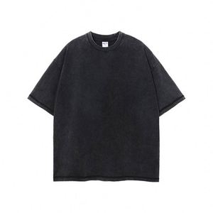 T-shirt vintage 280 GSM 100 % coton tricoté uni à col rond et manches courtes pour homme, coupe décontractée, épaules tombantes, délavage lourd, ajustement régulier - Product Image 3