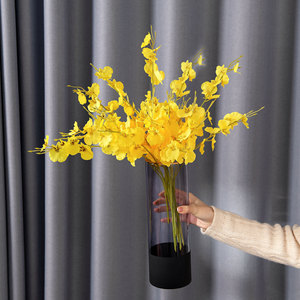 Fleur artificielle Orchidée dansante jaune à branche unique, style INS, pour décorations de mariage - Product Image 1