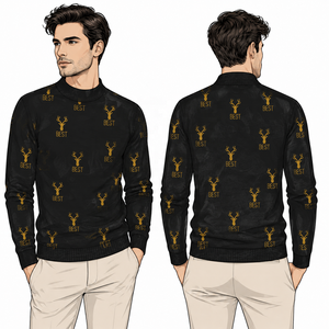 <span class=keywords><strong>Pull</strong></span> court à col rond pour homme, nouvelle collection <span class=keywords><strong>de</strong></span> Noël, imprimé élan, manches longues, tendance - Product Image 3