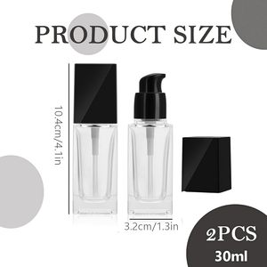Wholesale Luxury 30ml 50ml Square Clear Frosted Serum Liquid Skincare Cosmetic Packaging Glass <b>Foundation</b> Bottle Dropper Reed - Product Image 2