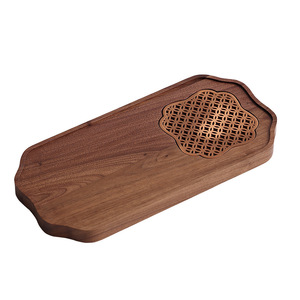 Solid Wood Dry Brewing Stand <b>Small</b> Black Walnut Wood Tea <b>Tray</b> Irregular Shape Office Desktop Use - Product Image 5