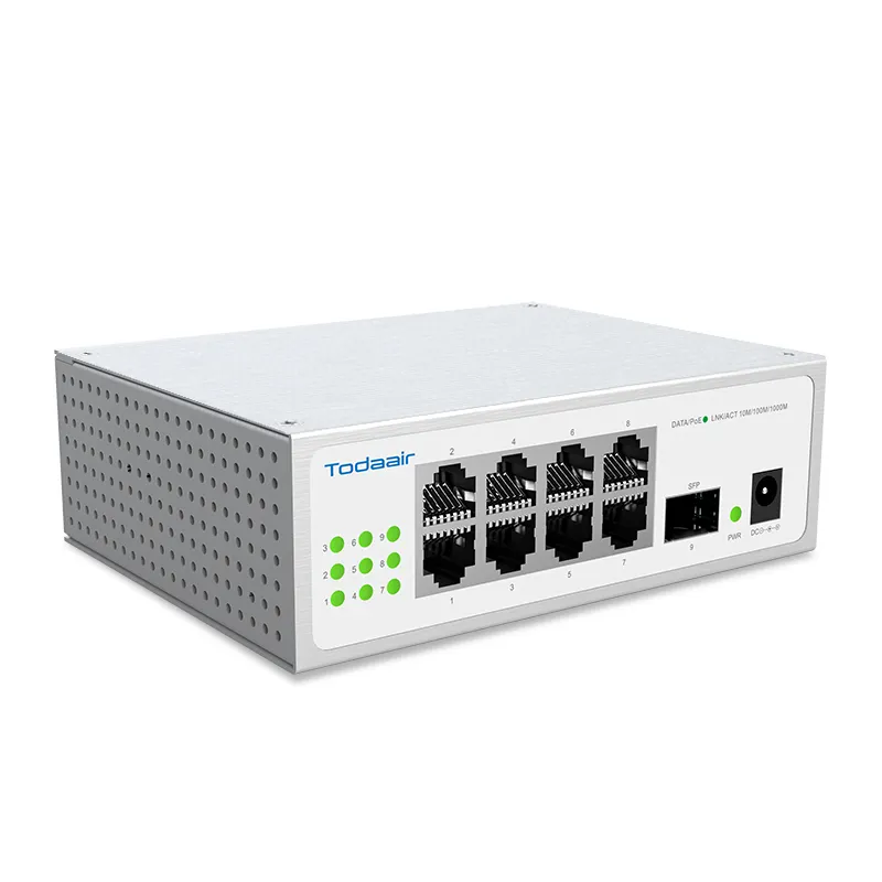 כוח גבוה unmbps 8 יציאות 1000Mbps מלא ג 'יגה בייט ו 1 רשת sfp poe מתג למעקב אבטחה