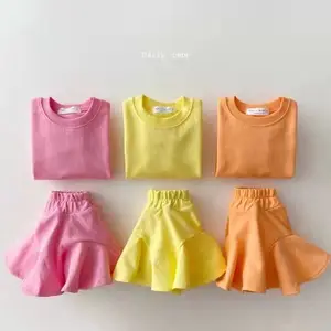 Высококачественный детский весенний корейский дизайн для девочек, повседневный комплект из двух предметов, платье, хлопковая толстовка, костюмы, комплекты