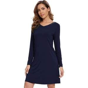 Chemise de nuit personnalisée pour femme en viscose de bambou, manches longues, légère, grande taille S à 4X - Product Image 4