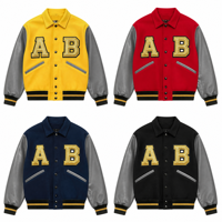 Blousons universitaires personnalisés OEM 2026 pour hommes, avec manches en cuir et patchs en chenille, style preppy, vente en gros