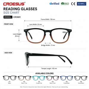 Nuevas Gafas de Lectura Clásicas Ligeras 1.50 Negras para Presbicia, Gafas de Moda Unisex con Montura Cuadrada de PC para Hombre y Mujer - Product Image 3