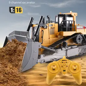 HOSHI HUINA 1569 1 / 16 Alloy Heavy Bulldozer 9-channel 2.4GHz Remote Control Engineering Vehicle Heavy Bulldozer Alloy Body