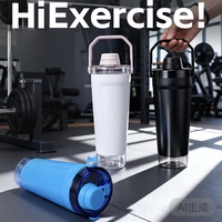 Bouteille shaker active pour mélanges protéinés - Bouteille d'eau isotherme mate de 24 oz avec poignée de transport intégrée et base de rangement