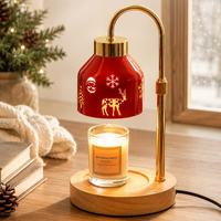Nouvelle Lampe Chauffe-Cire de Noël, Lampe d'Aromathérapie, Motifs Élan, Flocon de Neige, Père Noël, Chauffe-Cire Fondue, Minuteur et Variateur de Lumière de Noël