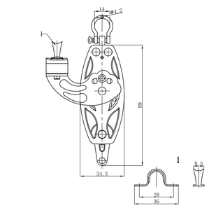 Bloc de poulie en Nylon de haute qualité 99mm 139mm bateau bloc de violon poulie taquet de palourde <span class=keywords><strong>levage</strong></span> raccords de câble métallique en acier inoxydable - Product Image 4