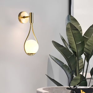 AuraDrop Modern Teardrop Brass Wall Sconce Clear Glass <b>Globe</b> Shade 3000K/4000K/6000K Color Temp 35-71 Sq ft Coverage for Bedroom - Product Image 4
