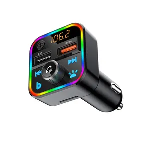 mic bluetooth sender Suppliers-Discount förderung Colorful lichter fm sender QC 3.0 quick charge auto mp3 player auto ladegerät