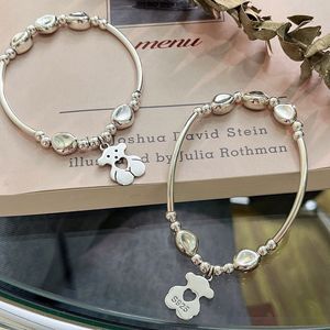 S925 Sterling Silver Charm <b>Bracelet</b> With Teddy Bear Pendant For Women Everyday Wear Jewelry Cartoon Animal Design - Product Image 2