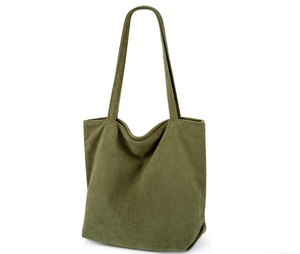 Medium Size Custom Logo <b>Corduroy</b> Woven <b>Tote</b> <b>Bag</b> Eco-Friendly Recyclable Canvas Carry <b>Bag</b> Letter Pattern Ladies Shopping <b>Bags</b> - Product Image 4