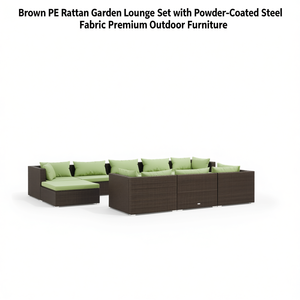 Set Lounge da Giardino in Rattan PE Marrone con Telaio in Acciaio Verniciato a Polvere, Arredamento da Esterno - Product Image 1