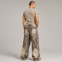 Fabricant OEM en gros de jeans baggy pour hommes, personnalisés, effet délavé, coupe oversize à jambe large, en denim de coton épais, style streetwear