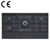 Table de cuisson à gaz encastrable portable certifiée CE, 5 brûleurs, verre trempé, efficacité énergétique A+, dispositif de sécurité flamme