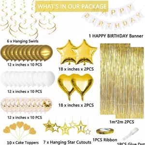 Decorazioni per feste di compleanno in oro con stella a forma di cuore palloncini con coriandoli appesi per donne e ragazze festa principessa di compleanno - Product Image 5