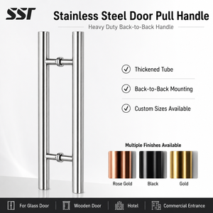 Poignée de porte en acier inoxydable SSR, robuste, fixation dos à dos, pour portes en verre ou en bois, entrée d'hôtel ou commerciale - Product Image 1