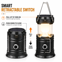 Lanterne solaire portable pour le camping, lampe de tente LED pliable, équipement de survie d'urgence, lampe rétractable légère pour la randonnée