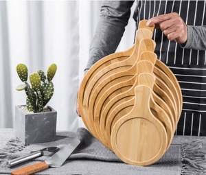 Plateau et assiette à thé jetables en bambou, motif végétal, style américain, 4 pièces, avec poignée en bois gravée, pour restaurant et usage domestique - Product Image 3