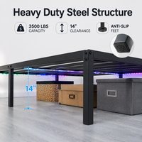 Cadre de lit en fer de qualité supérieure au design moderne avec éclairage LED RGB, bande de lit pliable en fer et télécommande