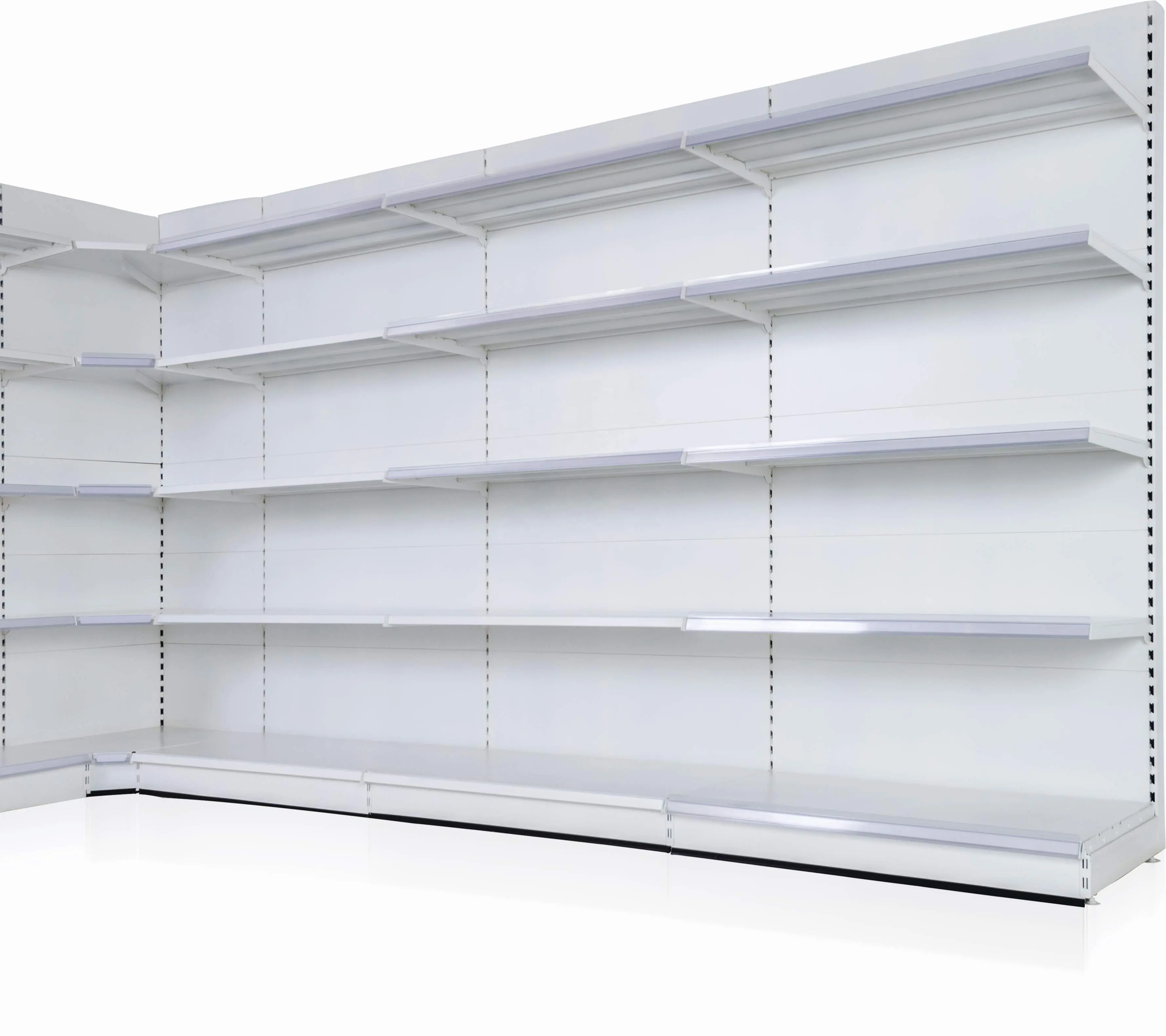 High quality single sided metal supermarket display gondola shelf