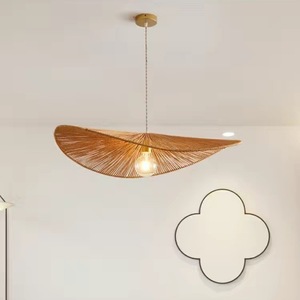 Modern Minimalist Oval Straw Hat Chandelier Led <b>Light</b> Living Room <b>Dining</b> Room Hotel Guesthouse Ceiling Lamp - Product Image 3