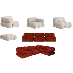 סט ספות מודרני בצורת ר' מעור אמיתי, מודולרי, מרופד, עם פינות ניתנות להרחבה ומילוי ספוג - Product Image 2