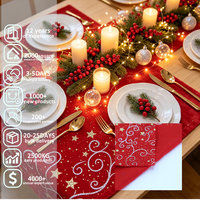 Nappe de table de fête 100% en tissu poly-corduroy tricoté, respirante, avec motif imprimé en feuille, chaude, isolante et anti-boulochage