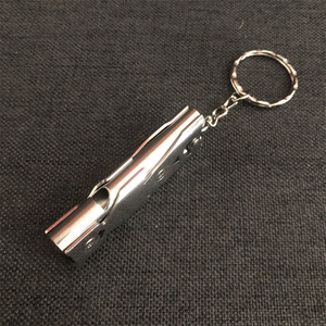 Metal Double Barreled Popping Whistle Stainless Steel High Frequency Rescue Outdoor Portable Keychain Durable - Product Image 1