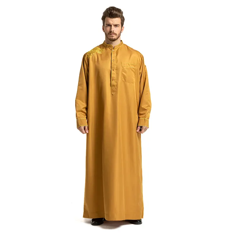 2022 Hot Sales Neues Modell Marokko Baumwoll stoff Thobe Hochwertige Khamis Arab Islamic Clothing Männer Thobe